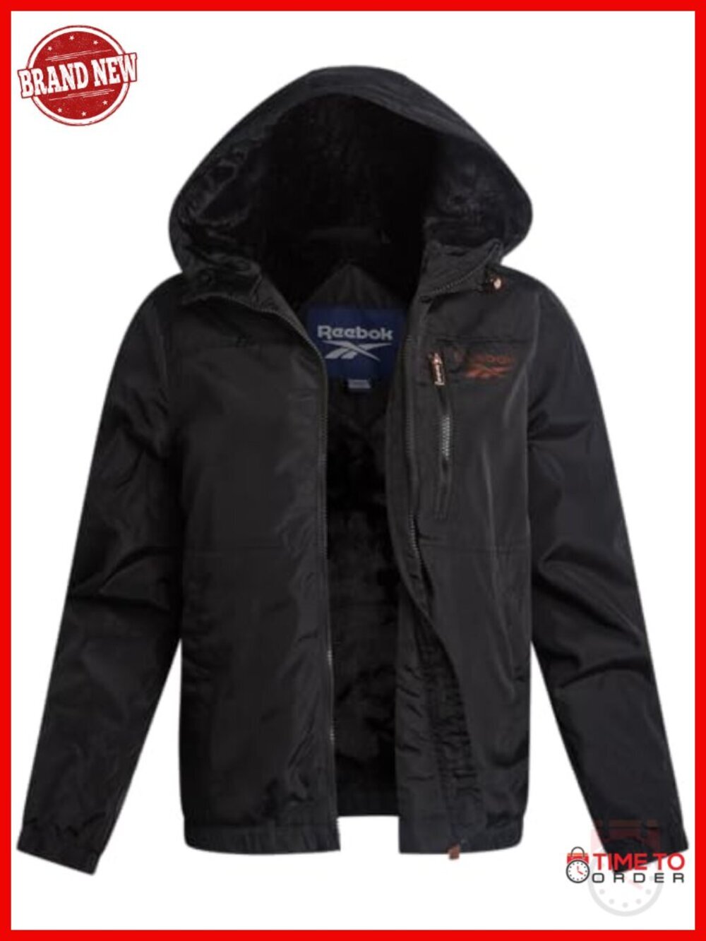 Midweight Sherpa Lined Rain Jacket with Hood and Pockets